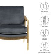 Performance Velvet Mid-Century Accent Armchair