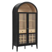 Arched Wood-Grain Bar Cabinet