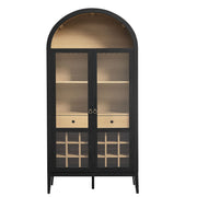 Arched Wood-Grain Bar Cabinet