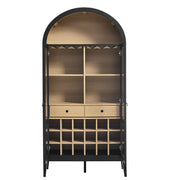 Arched Wood-Grain Bar Cabinet