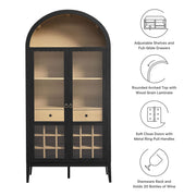 Arched Wood-Grain Bar Cabinet