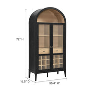 Arched Wood-Grain Bar Cabinet