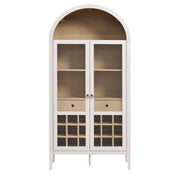 Arched Wood-Grain Bar Cabinet