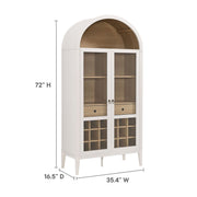 Arched Wood-Grain Bar Cabinet
