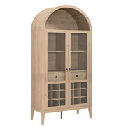 Arched Wood-Grain Bar Cabinet