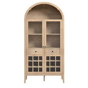 Arched Wood-Grain Bar Cabinet