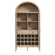 Arched Wood-Grain Bar Cabinet