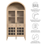 Arched Wood-Grain Bar Cabinet