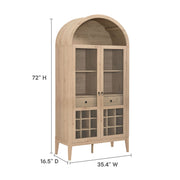 Arched Wood-Grain Bar Cabinet