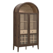 Arched Wood-Grain Bar Cabinet
