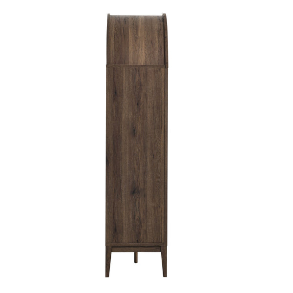 Arched Wood-Grain Bar Cabinet