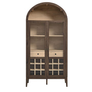 Arched Wood-Grain Bar Cabinet