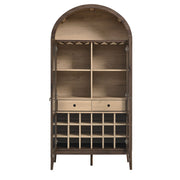 Arched Wood-Grain Bar Cabinet