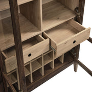 Arched Wood-Grain Bar Cabinet