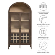 Arched Wood-Grain Bar Cabinet
