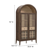 Arched Wood-Grain Bar Cabinet