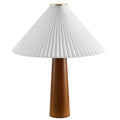 Solid Wood Base Pleated Fabric Table Lamp