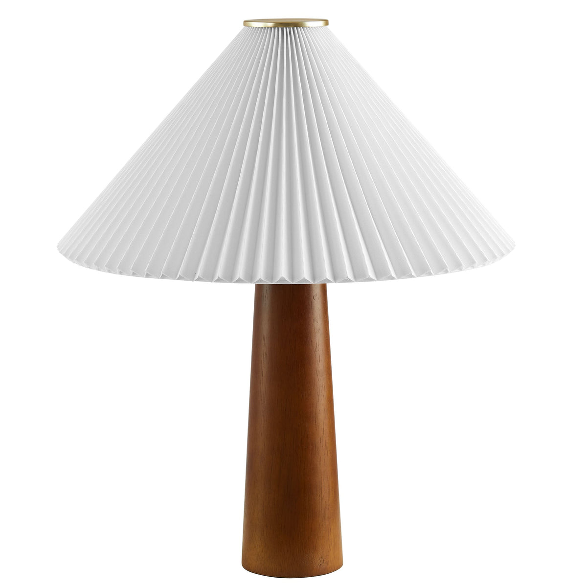 Solid Wood Base Pleated Fabric Table Lamp