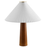 Solid Wood Base Pleated Fabric Table Lamp