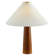 Solid Wood Base Pleated Fabric Table Lamp