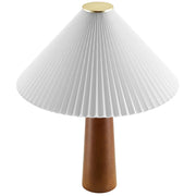 Solid Wood Base Pleated Fabric Table Lamp
