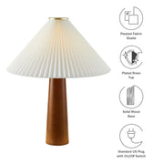 Solid Wood Base Pleated Fabric Table Lamp