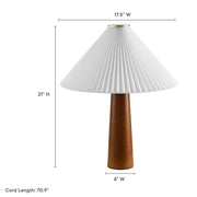 Solid Wood Base Pleated Fabric Table Lamp