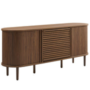 Fluted Oval Walnut Sideboard Cabinet