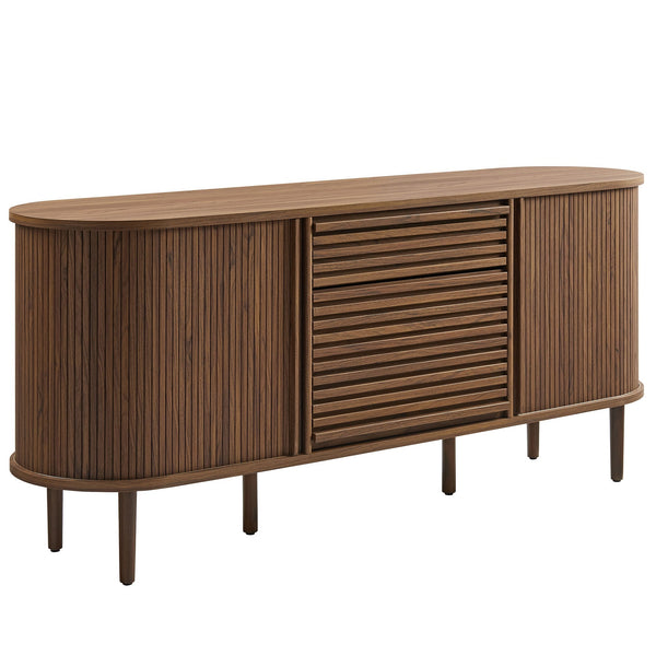 Fluted Oval Walnut Sideboard Cabinet