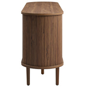 Fluted Oval Walnut Sideboard Cabinet