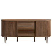 Fluted Oval Walnut Sideboard Cabinet