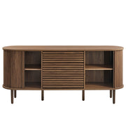 Fluted Oval Walnut Sideboard Cabinet
