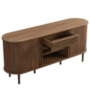 Fluted Oval Walnut Sideboard Cabinet
