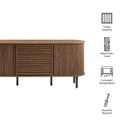 Fluted Oval Walnut Sideboard Cabinet