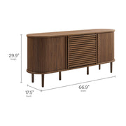 Fluted Oval Walnut Sideboard Cabinet