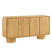 Curved Wood Veneer 4-Door Accent Cabinet
