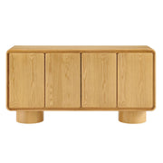 Curved Wood Veneer 4-Door Accent Cabinet