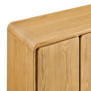 Curved Wood Veneer 4-Door Accent Cabinet