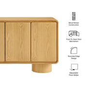 Curved Wood Veneer 4-Door Accent Cabinet