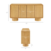 Curved Wood Veneer 4-Door Accent Cabinet