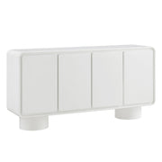 Curved Wood Veneer 4-Door Accent Cabinet