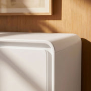 Curved Wood Veneer 4-Door Accent Cabinet