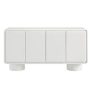 Curved Wood Veneer 4-Door Accent Cabinet