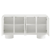 Curved Wood Veneer 4-Door Accent Cabinet
