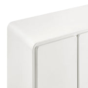 Curved Wood Veneer 4-Door Accent Cabinet