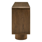Curved Wood Veneer 4-Door Accent Cabinet