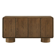 Curved Wood Veneer 4-Door Accent Cabinet