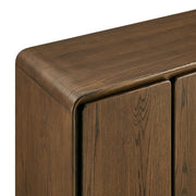 Curved Wood Veneer 4-Door Accent Cabinet