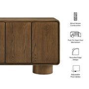 Curved Wood Veneer 4-Door Accent Cabinet