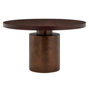 Oak Veneer Round Pedestal Dining Table, 54 in